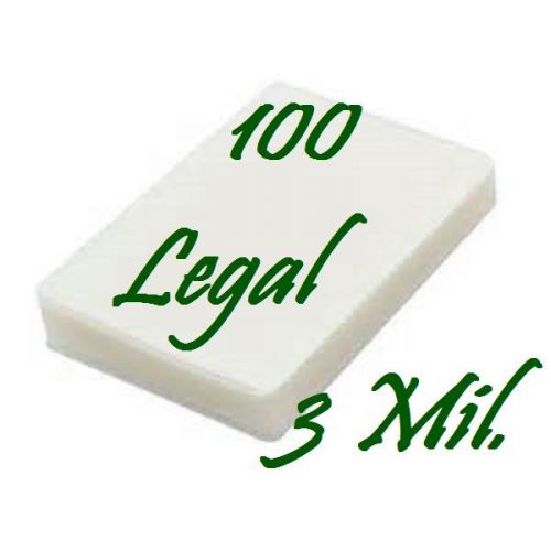 100- LEGAL SIZE Laminating Laminator Pouches Sheets  9 x 14-1/2..   3 Mil