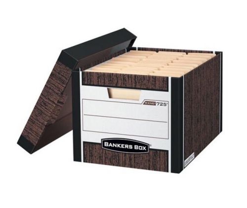 Bankers box r-kive  heavy duty storage box. wood grain.  letter/legal 12 pack for sale