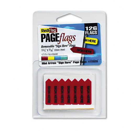 Redi-Tag Mini Arrow Page Flags, &#034;Sign Here&#034;, Assorted, 126 Flags/Pk - RTG72020