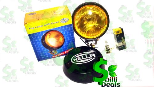 BEST DEAL NEW HELLA ROUND FOG LAMP YELLOW GLASS + COVER WITH H3 12V 55W BULB