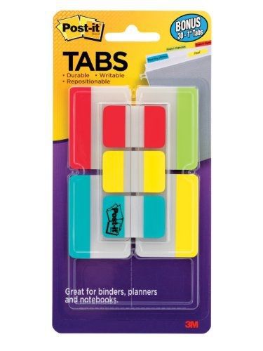 Post-it Tabs Value Pack, Assorted Primary Colors, 1 and 2-Inch Sizes,