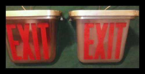 ***VINTAGE***LOT of 2 Kopp glass EXIT lights  with  ceiling mounts