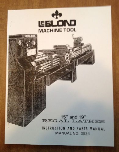 Leblond regal lathe instruction &amp; parts manual for sale