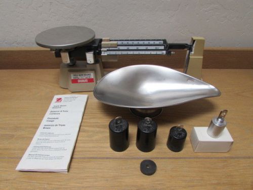 OHAUS Triple Beam Balance Scale 2610 Grams 700/800 Series w/ Tray Weights &amp; Box