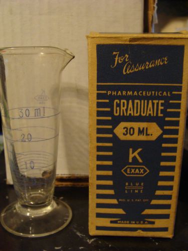 Vintage EXAX K 30ml Glass Graduated Cylinder Made in the USA TD 20 degrees C