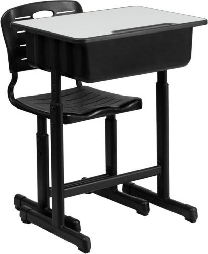 Adjustable Height Student Desk and Chair with Black Frame