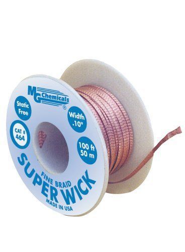 Mg chemicals 400 series #4 fine braid super wick with rma flux, 5 length x 0.1 for sale
