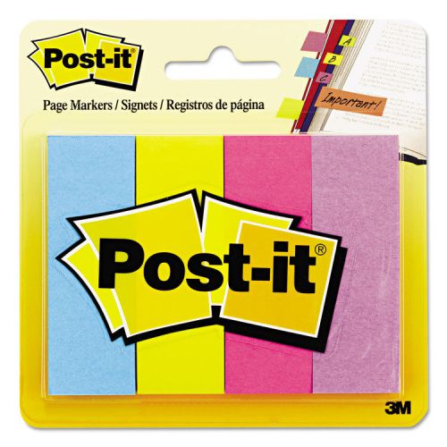 Post-it Pagemarker Flags Removable, Self-adhesive 1&#034;&#034; x 3&#034;&#034; Assorted 4/Pack