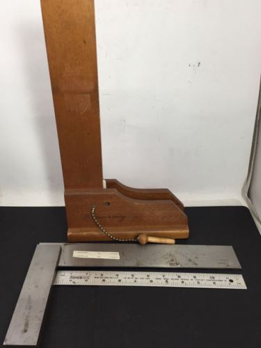 Vintage brown &amp; sharpe 12&#034; machinist precision square, model 540 wooden case, nr for sale