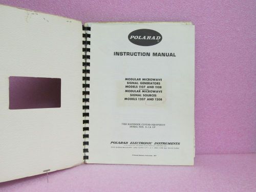 Polorad Manual 1107, 1108, 1207, 1208 Sig. Gen. Oper. &amp; Maint. Man. w/Schem.