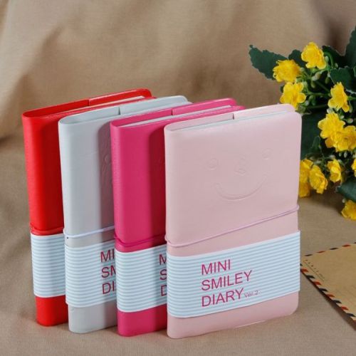 New Lovely Mini Smiley Notebook Memo Leather Diary Pocketbook
