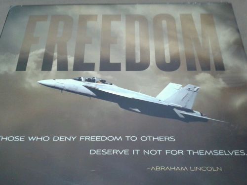 Freedom poster picture w/ jet plane 20x16  with a saying from Abraham Lincoln