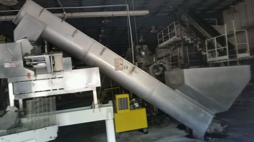 Used incline 20&#034;d x 18&#039;l s/s screw conveyor, hydro drive for sale