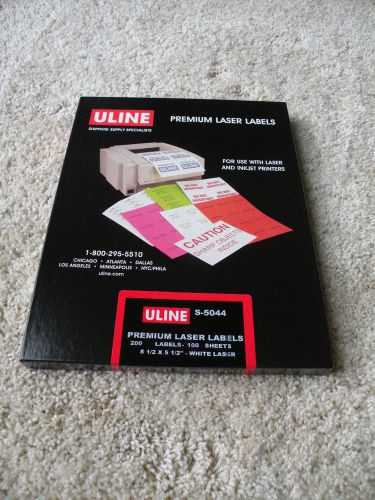 Uline Premium Lazer Labels 4 Boxes w 100 Sheets 2 Labels Per Sheet S-5044