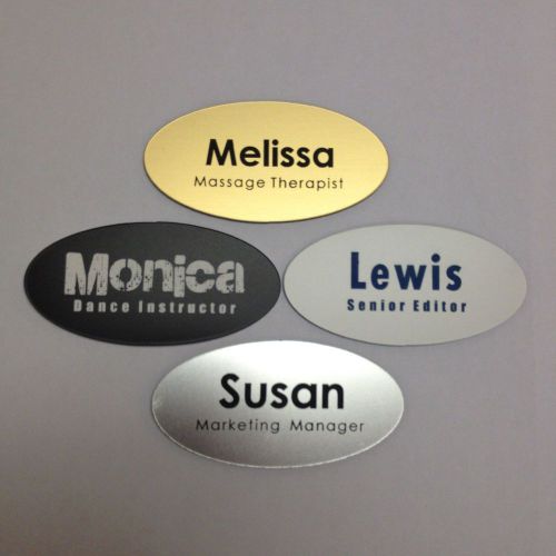 5 custom laser engraved name tags laser cut badges - magnet back free engraving for sale