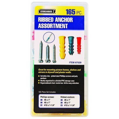 Ribbed anchor assortment anchors mount pictures screw fasteners screws 165-pc for sale