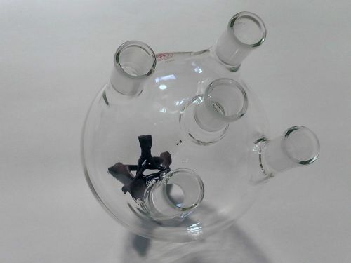 LG 5 Neck 3L Round Bottom Flask 3000mL 24/40 All Vertical LG-7390-182 Lab Glass