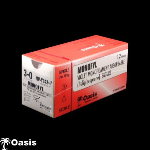 Veterinary Monofyl Violet Monofilament Abso. Suture, 3-0/NFS-1, Vet Use Only, DZ