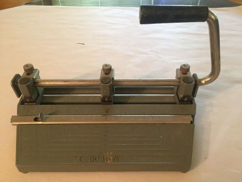 Vintage BOSTON 3 Hole Paper Punch Adjustable HEAVY DUTY Strong Metal