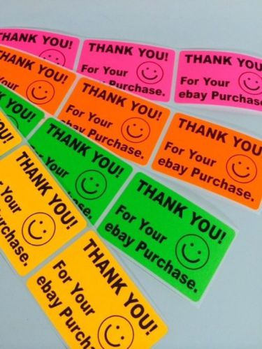 400 pc thank you label 2&#034; x 3&#034;rainbow smiley 4colors thank you labels rainbow for sale
