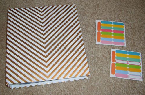 Recollections Gold Striped Four-Ring Binder 5 Dividers To Do &amp; Gratitude Journal