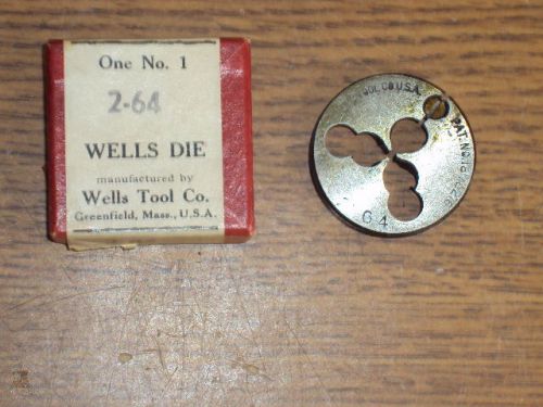 NEW WELLS TOOL CO 2-64 ADJUSTABLE THREADING DIE  1 3/8&#034; OD NO 1