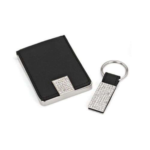 Torre &amp; Tagus Diamante Card Holder &amp; Key Chain Set - Black