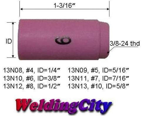 Weldingcity 5 ceramic cup nozzles 13n10 #6 for tig welding torch 9/20/25 for sale