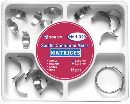 Dental Saddle Metal Contoured Matrices Kit Matrix system Set,  18pcs + 1 Ring