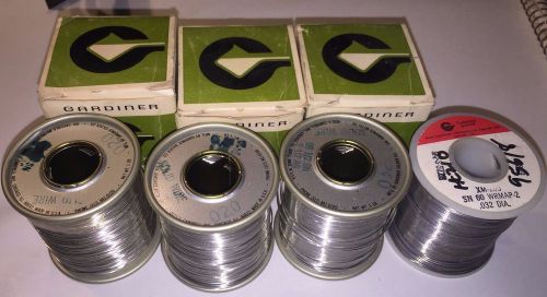 Lot of Four Vintage Gardiner Solid Wire Solder .032 and .020