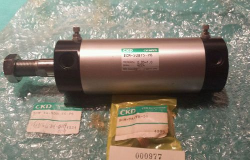 CKD SCM-TA-50B-75-P6 Pneumatic Cylinder 2 Adj Cushions w/ Mnt Bolts