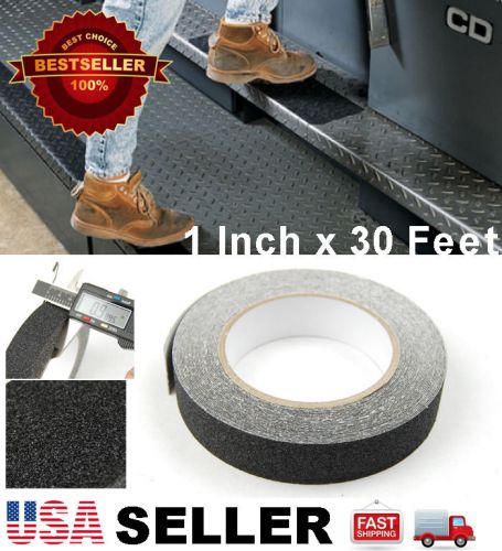 1&#034; x 30&#039; black anti skid non-slip black mineral abrasive safety step tape &#034;usa&#034; for sale
