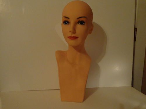 Female HEAD &amp; HALF SHOULDER  Mannequin~Used  Store Display - RUBBERY MATERIAL