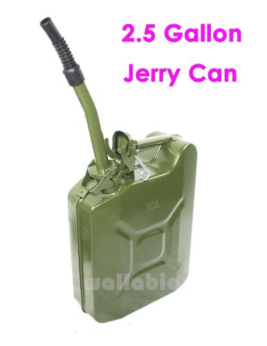 2.5 Gallon 10L Jerry Can Gas Fuel Steel Tank Green Military NATO Style Storage