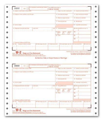 Tops TOPS W-2 Tax Forms for Dot Matrix Printers and Typewriters,  Continuous