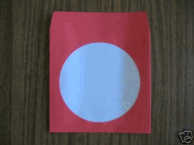 500  RED CD PAPER SLEEVES w/ WINDOW AND FLAP -  JS201