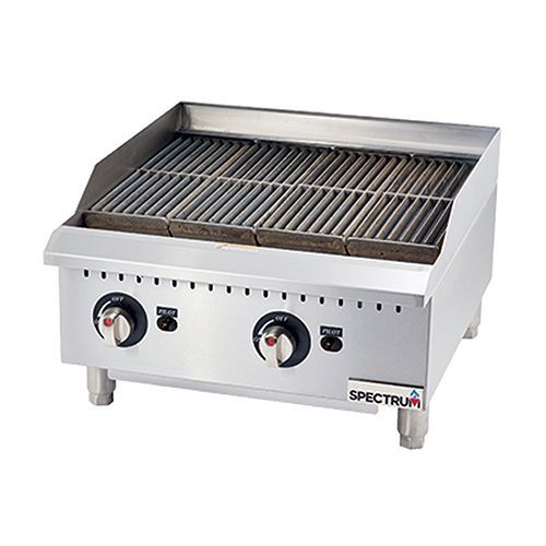 Winco gcb-24r, 24-inch spectrum gas char broiler with 2 cooking zones, nsf-4, et for sale