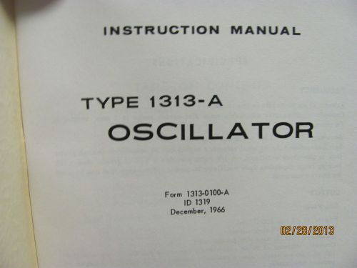 GENERAL RADIO MODEL 1313-A:  Oscillator - Operations &amp; Service Manual schems
