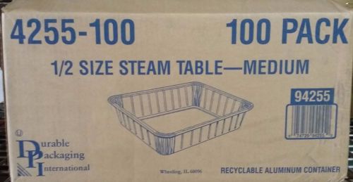Durable Packaging 4255 New Aluminum Steam Table 1/2 Size Medium Pans Case of 100