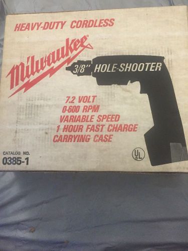 Milwaukee 0385-1 7.2V Heavy Duty Cordless 3/8&#034; Hole Shooter Drill Kit 7.2 Volt