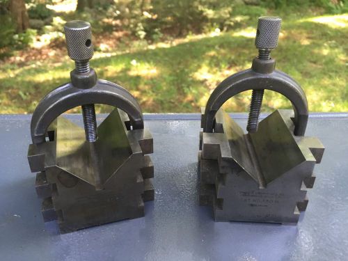 SET of 2 BROWN &amp; SHARPE 750B V BLOCKS, NO. 10 With CLAMPS, Metal Lathe Tools