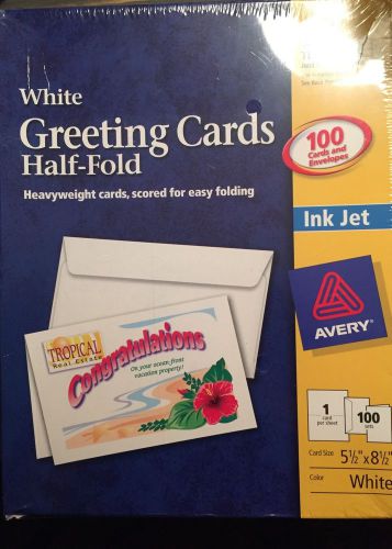 100 Avery White Matte Half Fold Greeting Cards 5.5x 8.5
