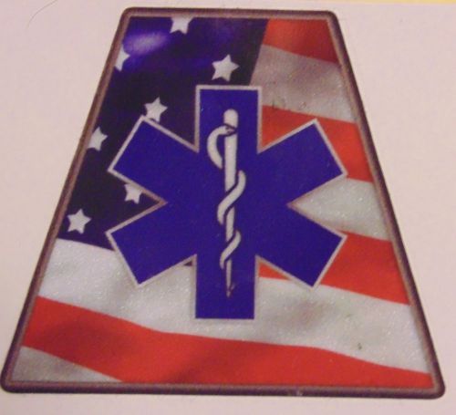 Blue EMS Star of Life on Diamond Plate Background Helmet Tetrahedron