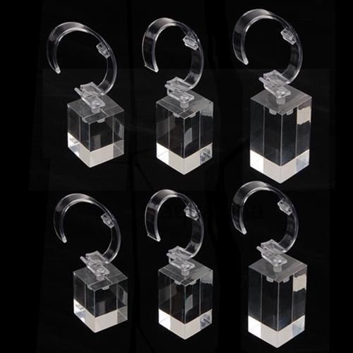 6pcs fashion clear acrylic bracelet watch jewelry display holder rack stand for sale