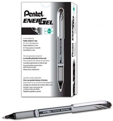 Pentel EnerGel NV Liquid Gel Pen, 0.7mm, Medium Line Capped, Metal Tip, Black