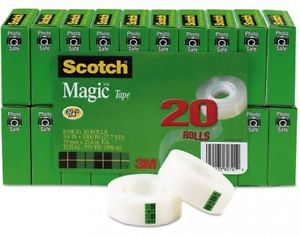 Scotch Magic Tape Value Pack, 3/4 X 1000 , 1 Core, 20/Pack