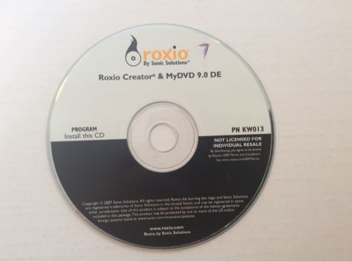 Roxio creator and MyDVD 9.0 DE DVD KW013. Disc Only. FREE Shipping