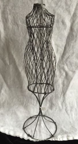 VTG Wire Miniature Dress Form Mannequin 13.5 Inch Tall Metal Mesh
