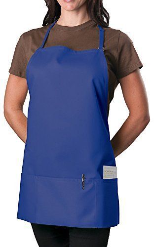 Royal blue adjustable bib apron - 3 pocket for sale