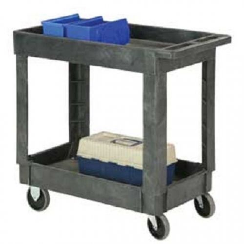Best Value Plastic 2 Shelf Tray Service &amp; Utility Cart 34 x 17 5&#034; Rubber Casters
